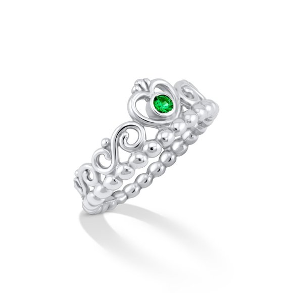 Crown Shaped Ring With Tsavorite Garnet In Sterling Silver 925 - Picture 3 of 6